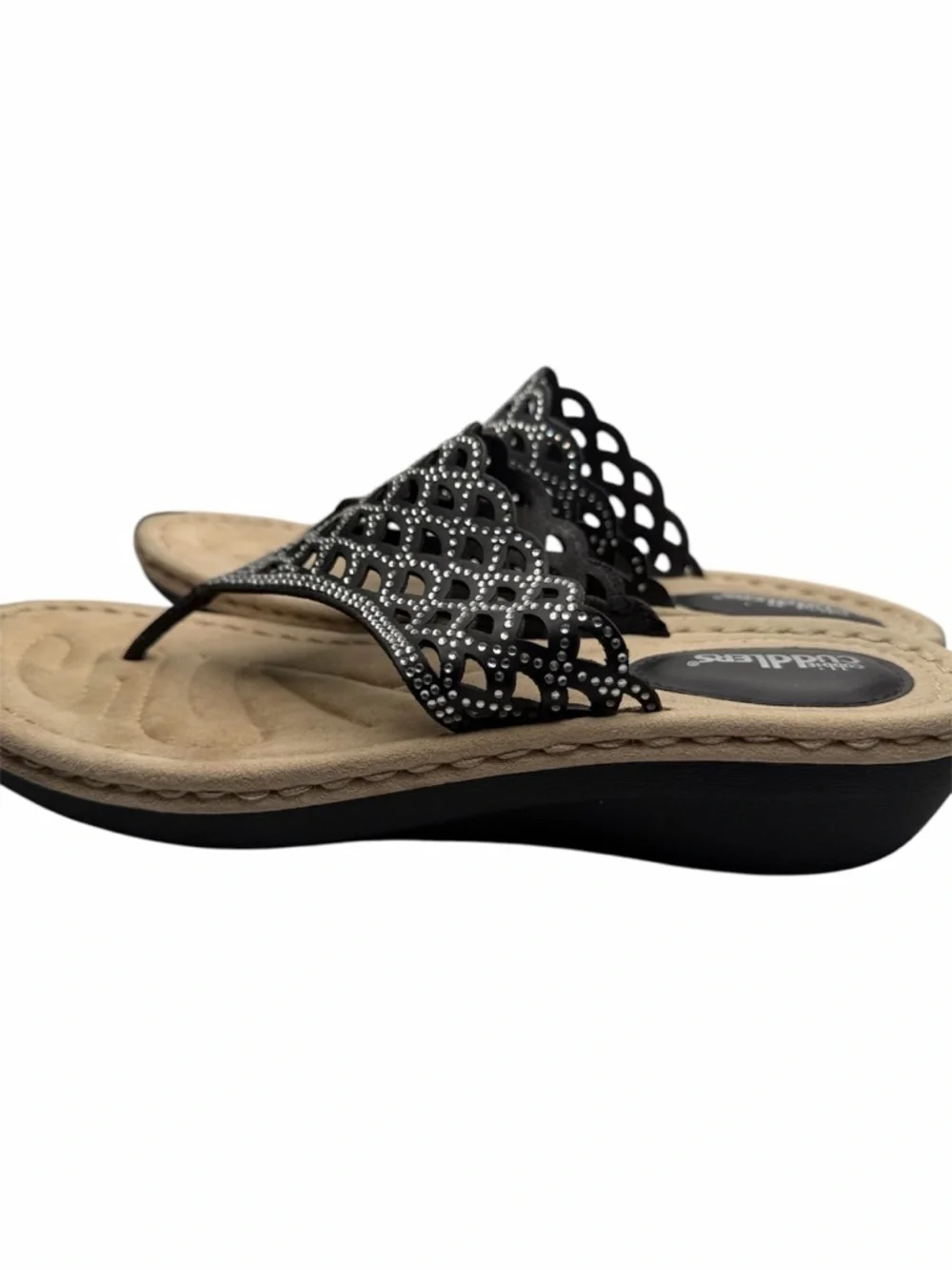NWOB Connie Cuddles Sandals Size 8.5 Black With Sparkles - Picture 2 of 6